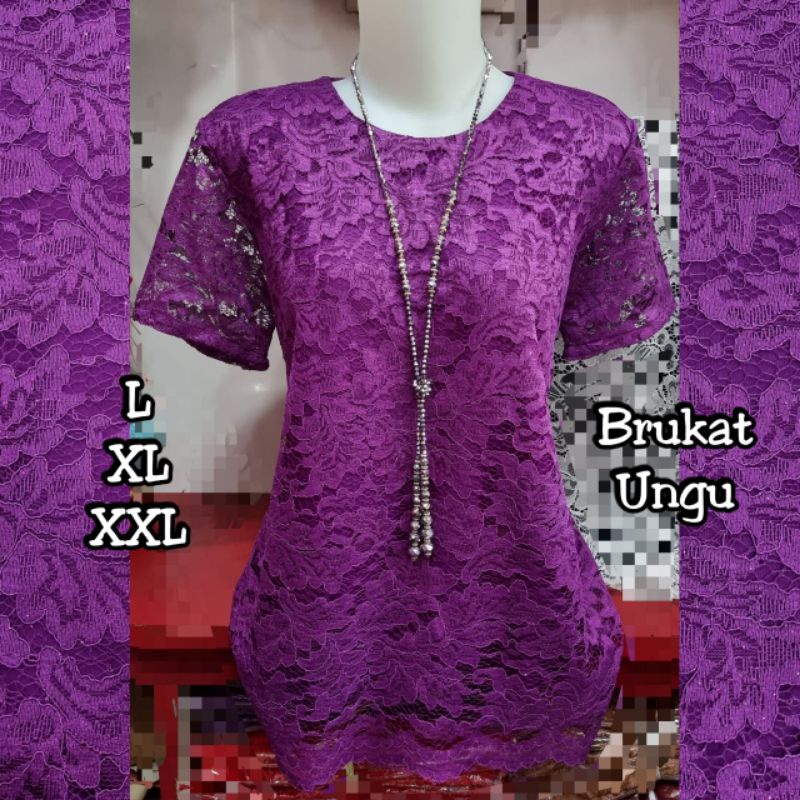 Atasan Brukat Glitter Ungu Import