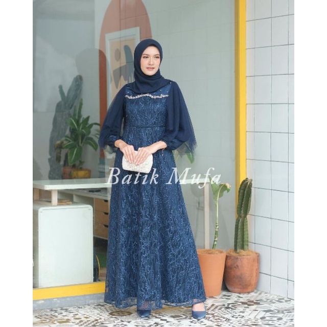 Luna Dress couple Batik | Baju bresmaid Gamis modern Dress brokat baju lebaran terbaru