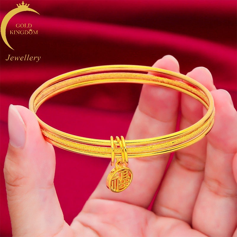Gelang Emas Asli Kadar 375 Desain Tiga Cincin Forever Love Untuk Wanita