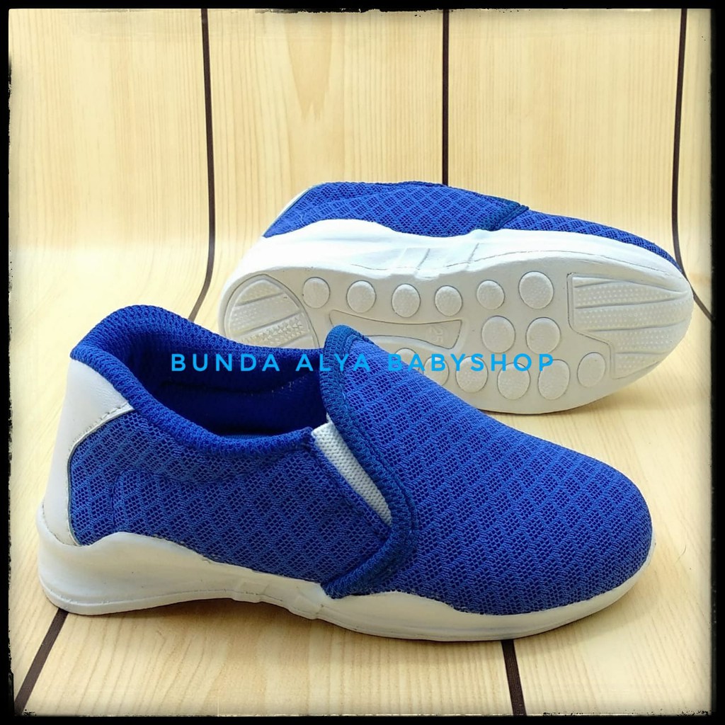 Sepatu Anak Laki Laki 2 - 6 Tahun Sport BIRU Sepatu Anak Cowok Cewek Sport Slip ON Alas Karet Anti Licin  Size 22 - 35