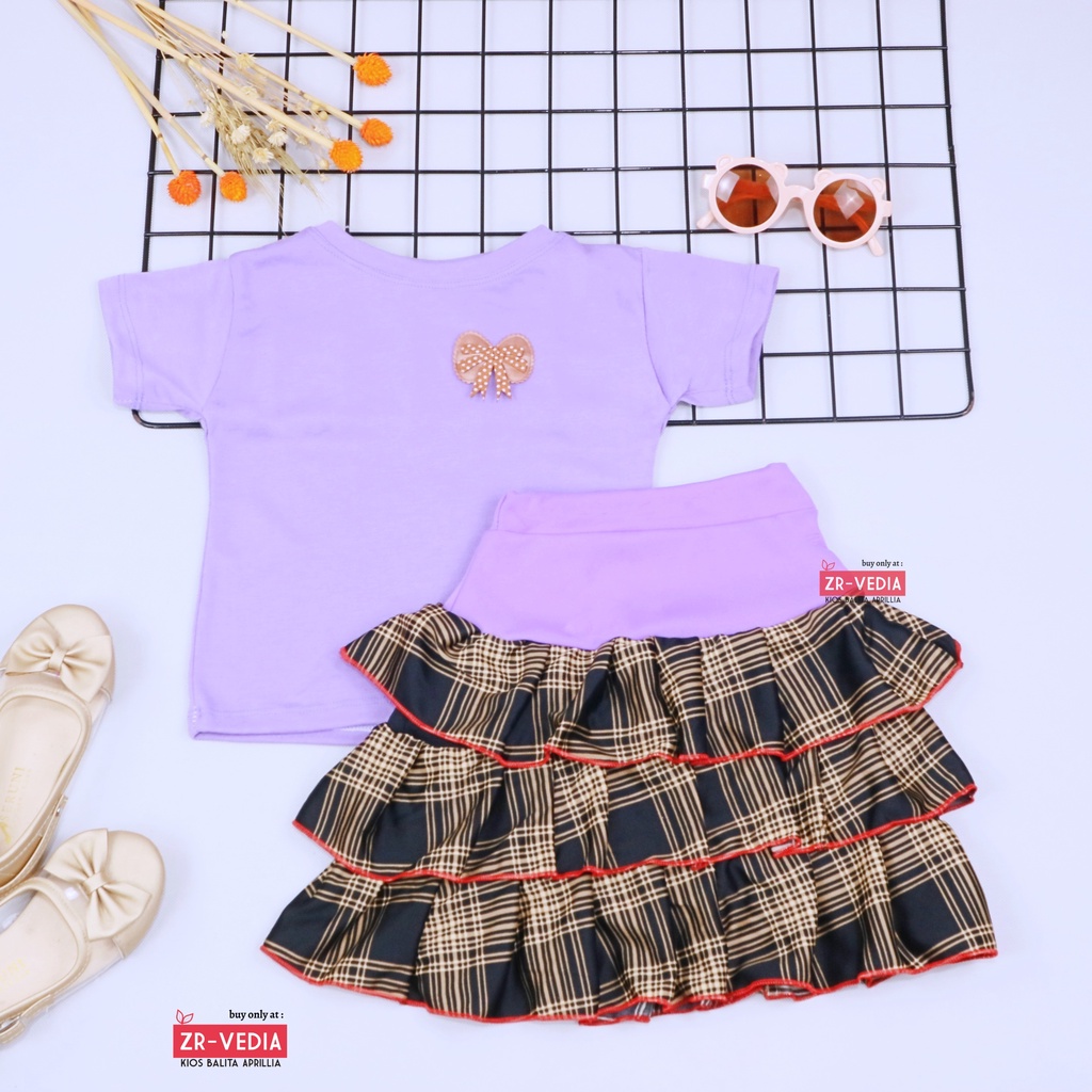 Setelan Mixed Candy uk 1-2 Tahun / Set Lengan Pendek Bawahan Rok Anak Perempuan Baju Cewek Atasan Bawahan Murah