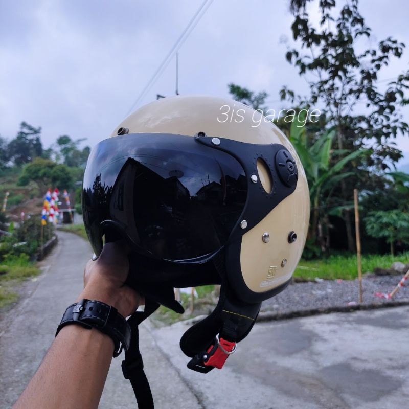 HELM BOGO RETRO PILOT FULL LEHER SNI ORIGINAL