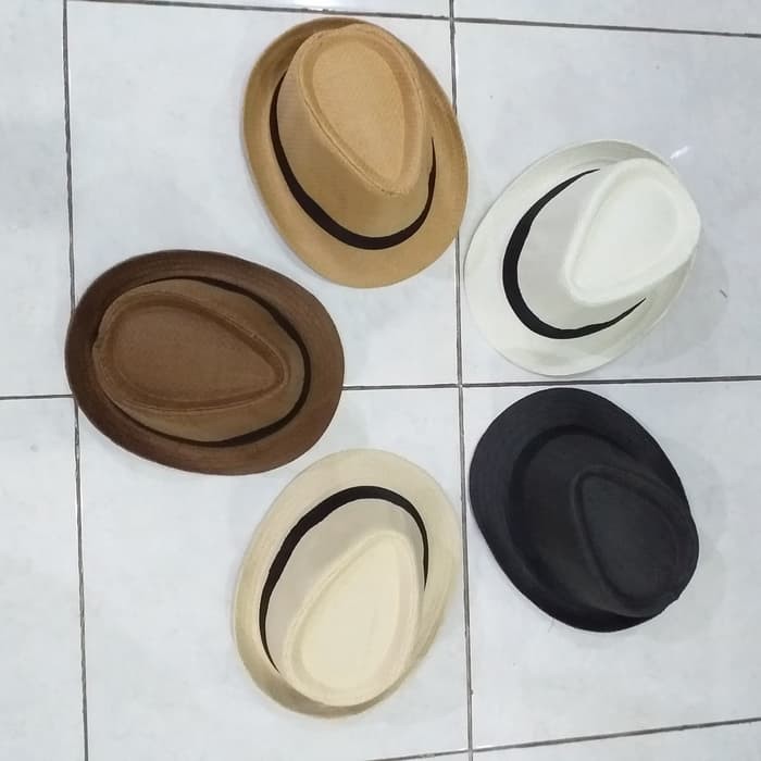 Topi Fedora Panama Anyam Warna /Topi Floppy Pantai Hat Summer Dewasa KEREN**