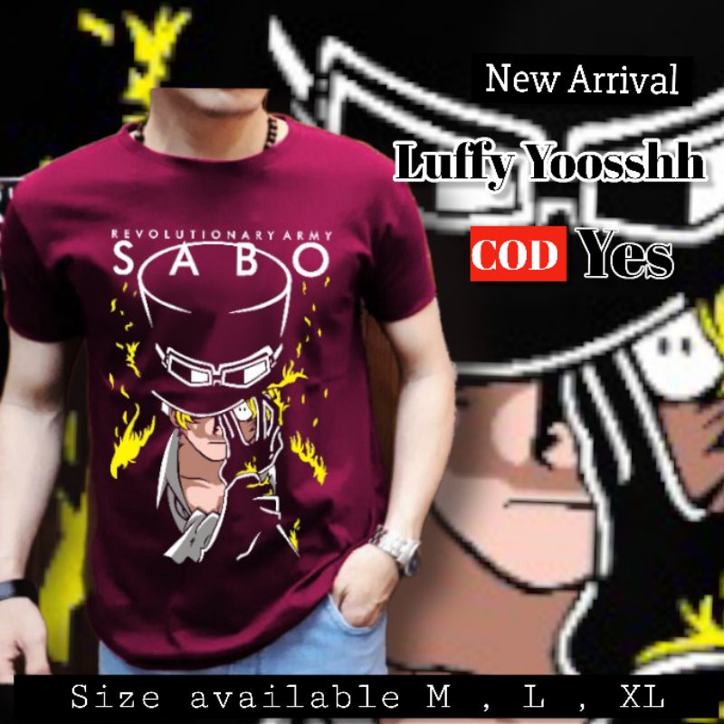 Kaos cowok distro kaos gambar  one piece anime sabo