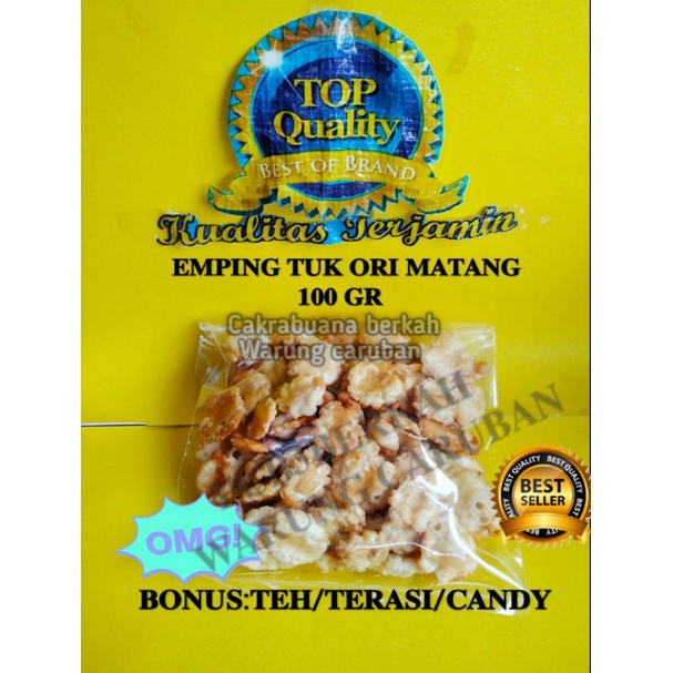 

@100 GR EMPING TUK ORI KHAS CIREBON BONUS TEH/TERASI/CANDY