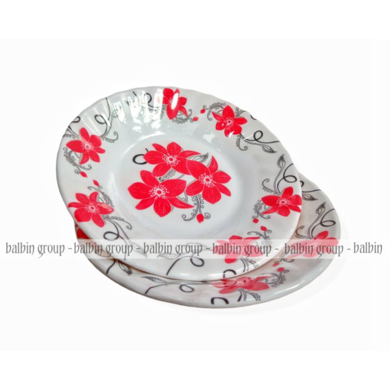 1 lusin PIRING MAKAN MELAMINE HUGI 9 INC/ PIRING MELAMINE MEWAH