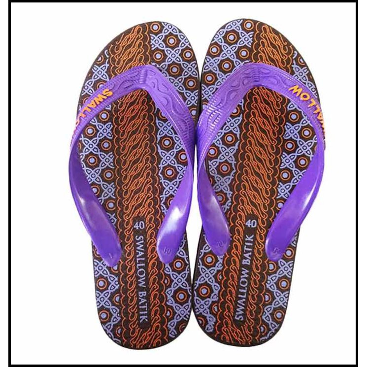 CUCI GUDANG SATUAN SANDAL / SENDAL JEPIT PRIA SWALLOW MOTIF BATIK / SENDAL PANTAI - KUNING, 39