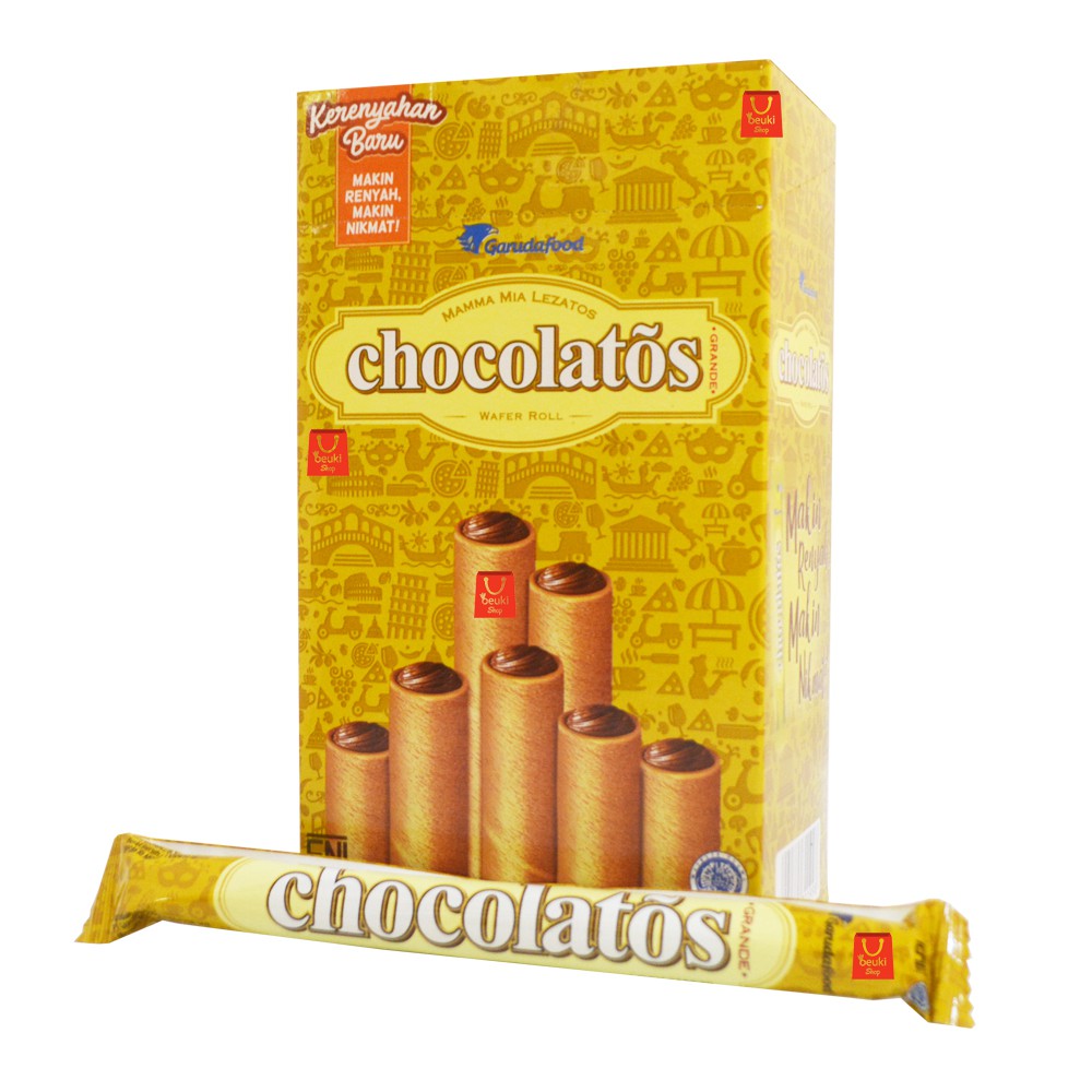 

Chocolatos Wafer Roll Long Biskuit Wafer Roll Pastinya Nikmat - 20pcs x 16gr