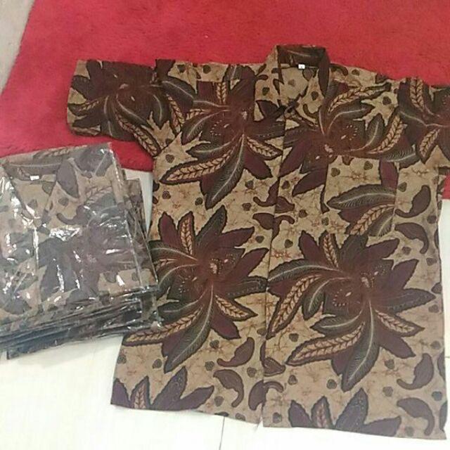 Kemeja Batik Hrb026 Kenongo Kemeja Tosca Pendek Pekalongan Padi M L Xl Sogan Tulis Asifa Batik Padi