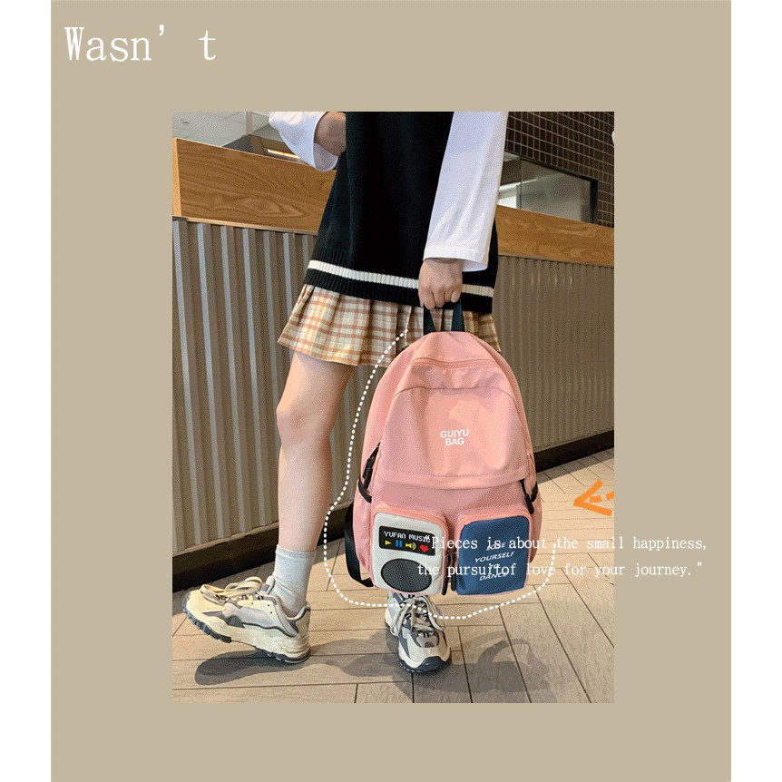 TB-86 tas ransel backpack sekolah kampus besar mp3 import korea jepang pastel