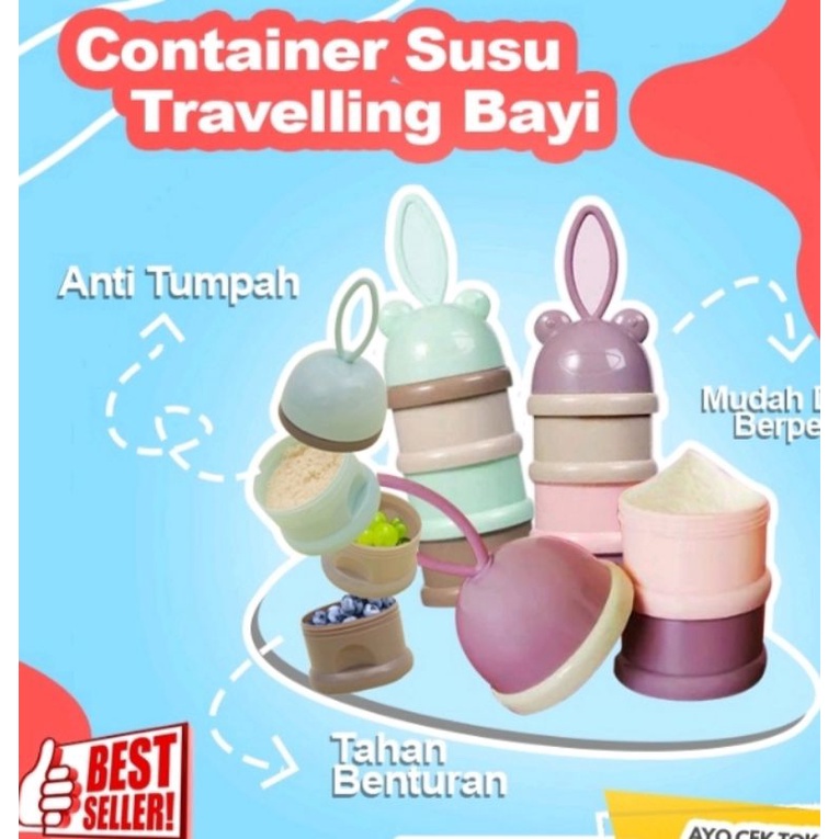 TEMPAT SUSU BAYI TRAVELLING/TEMPAT PENYIMPANAN SUSU BUBUK BAYI UNTUK TRAVELLING EMPAT SUSUN PREMIUM, MURAH