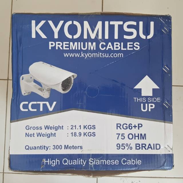 KABEL CCTV RG6 + POWER KYOMITSU 300M KUALITAS BAGUS TEBAL 95% BRAID