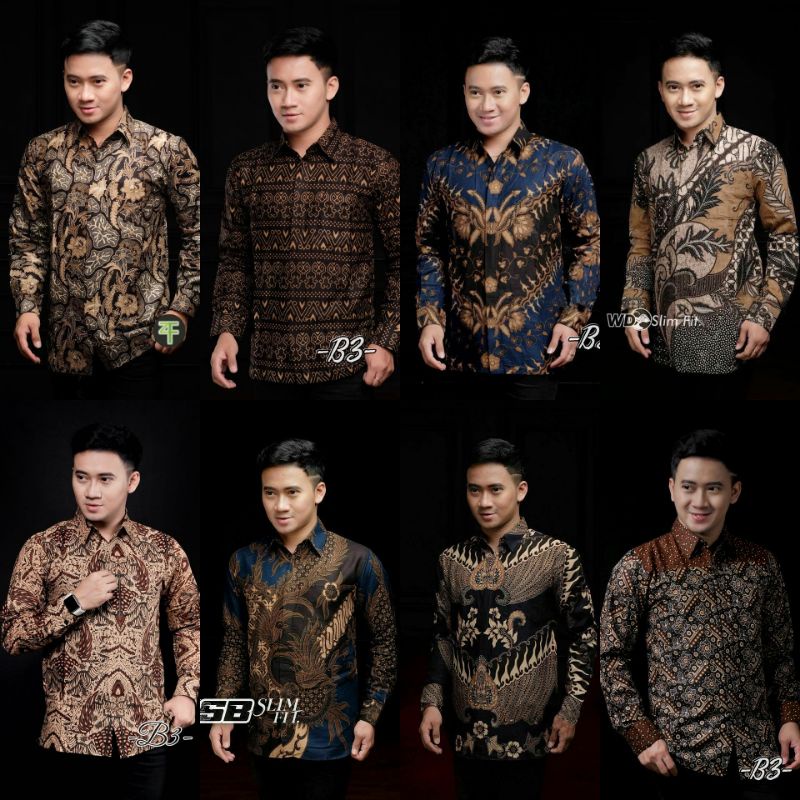 Batik Pria Lengan Panjang BATIK NAKULA HRB026 motif KERATONAN Kode 002 size M L XL XXL Reguler