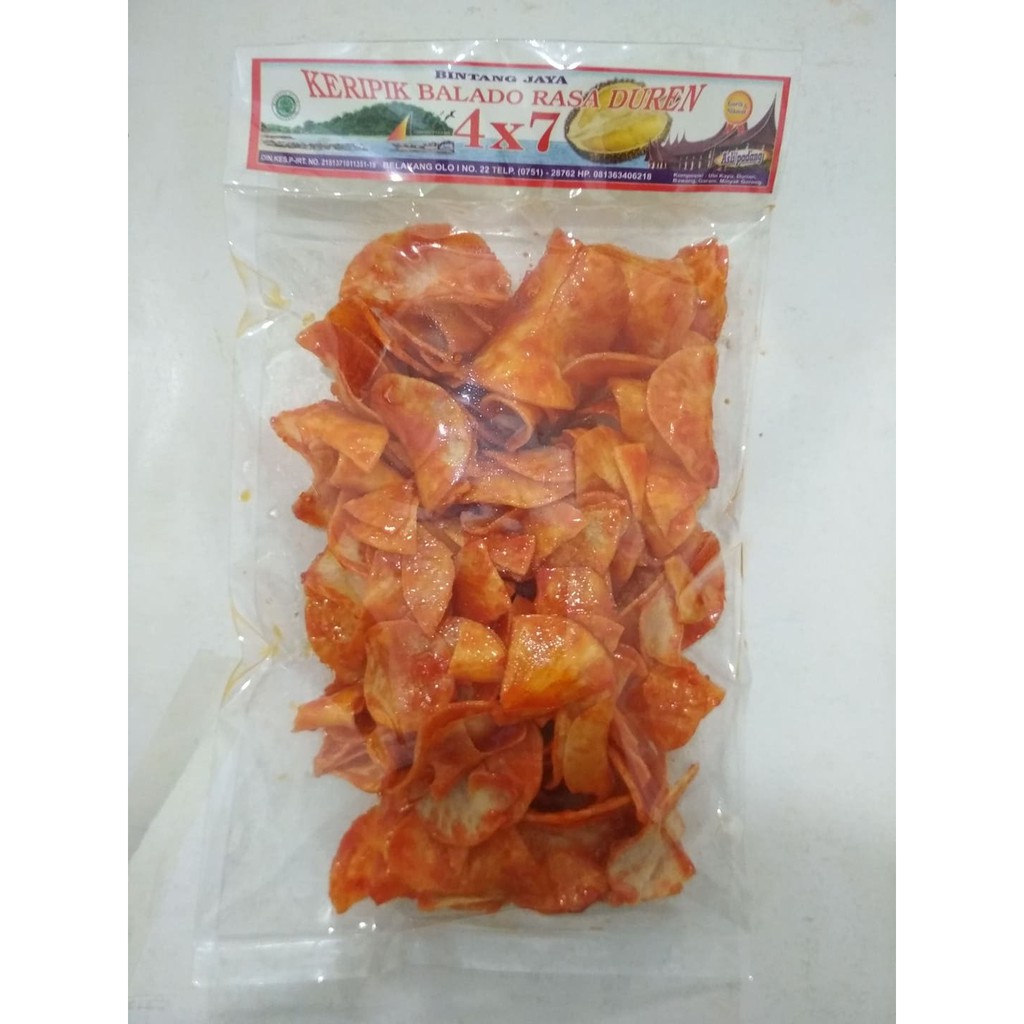 

Keripik Singkong Balado Durian Bintang 4 x 7 Jaya Khas Padang