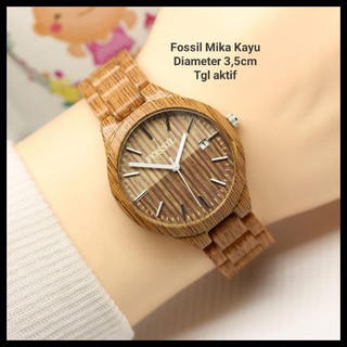 TERLARIS JAM  TANGAN  FOSIL MIKA MOTIF KAYU  UNISEX PALING 