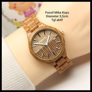 TERLARIS JAM  TANGAN FOSIL MIKA MOTIF KAYU  UNISEX PALING 