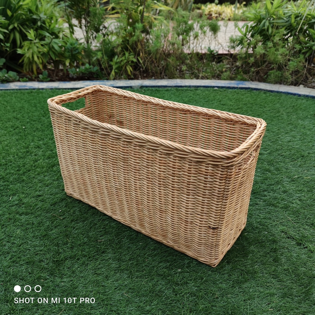 Kerajinan Tangan Rotan - Keranjang Tempat Majalah Serbaguna 46x17x24cm