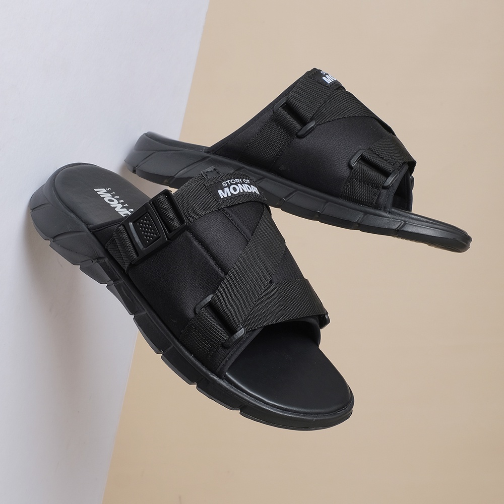 NOKO FULL BLACK |ManNeedMe x Monday| Sendal Pria Casual Sandal Gunung UNISEX ORIGINAL