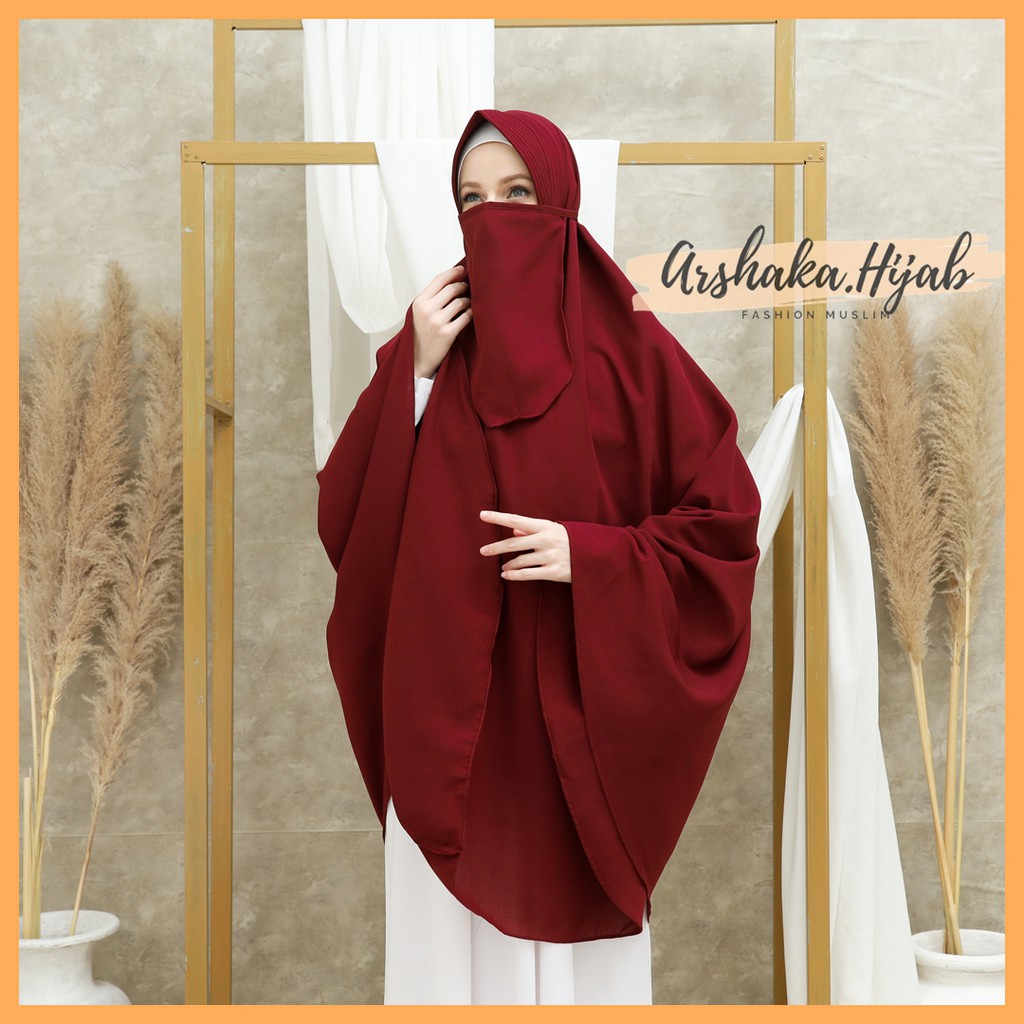 Khimar Super Jumbo Haji Wolfis Premium Hijab Syari 136cm Ped Anthem-3