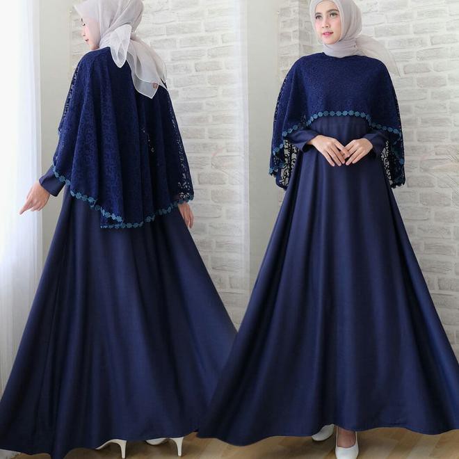 121072 GAMIS PESTA SOFIA NAVY Fashiion muslim/Dress Muslim
