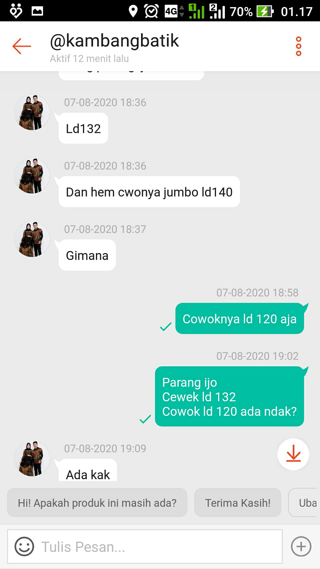 Bswart Batik Hrb026 Kenongo Hem Pendek Padi Pekalongan M L Xl Batik Pria Murah Modern Grosir