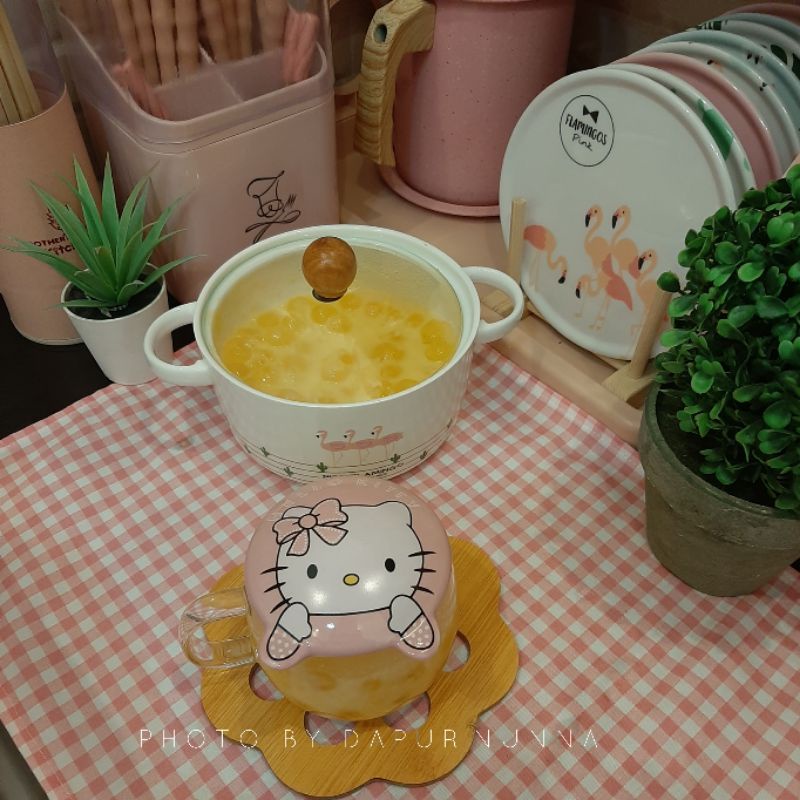 GELAS KACA HELLO KITTY PINK | CANGKIR HELLO KITTY | GELAS SHABBY UNIK | GELAS KACA TRANSPARAN