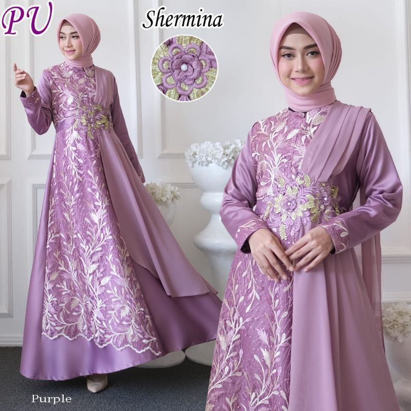 MAXI DRESS PESTA/BRIDESMAID MEWAH SHERMINA BUSUI BORDIR 3D FIT XL