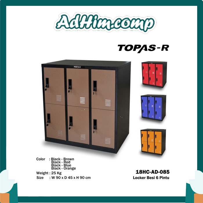 LOCKER BESI 6 PINTU TOPAS LEMARI BESI LEMARI ARSIP