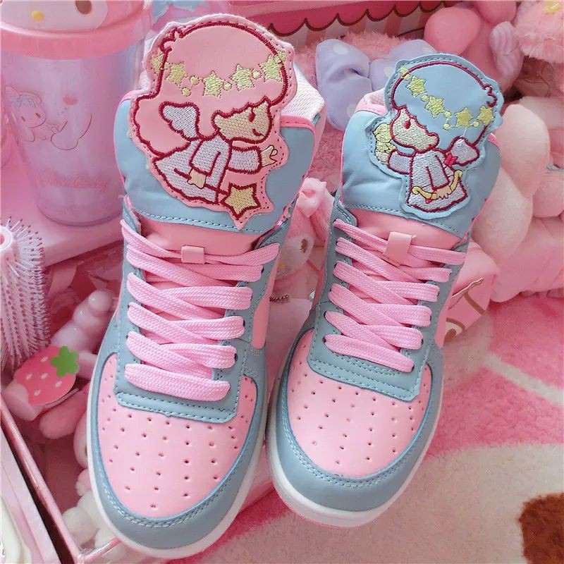 (NEW) SEPATU LOLITA KAWAII LITTLE TWIN STAR SANRIO JEPANG SHOES - PINK PASTEL BIRU MUDA - SIZE 38