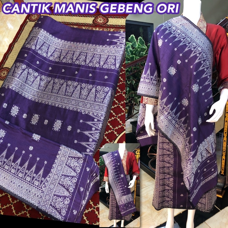 Songket cantik manis Gebeng ORI Ungu silver / Songket Tenun Palembang / Songket palembang