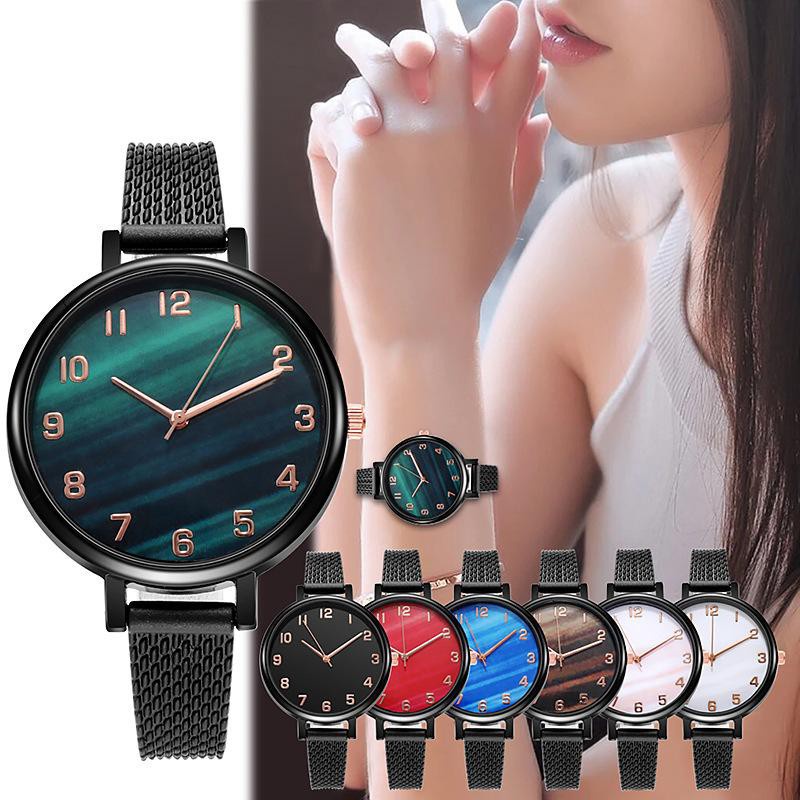 ✅Grosir Jam Senen - Jam Tangan Analog Quartz Tali Strap PU Corak Dengan Warna Gradasi Untuk Wanita Dan Pria