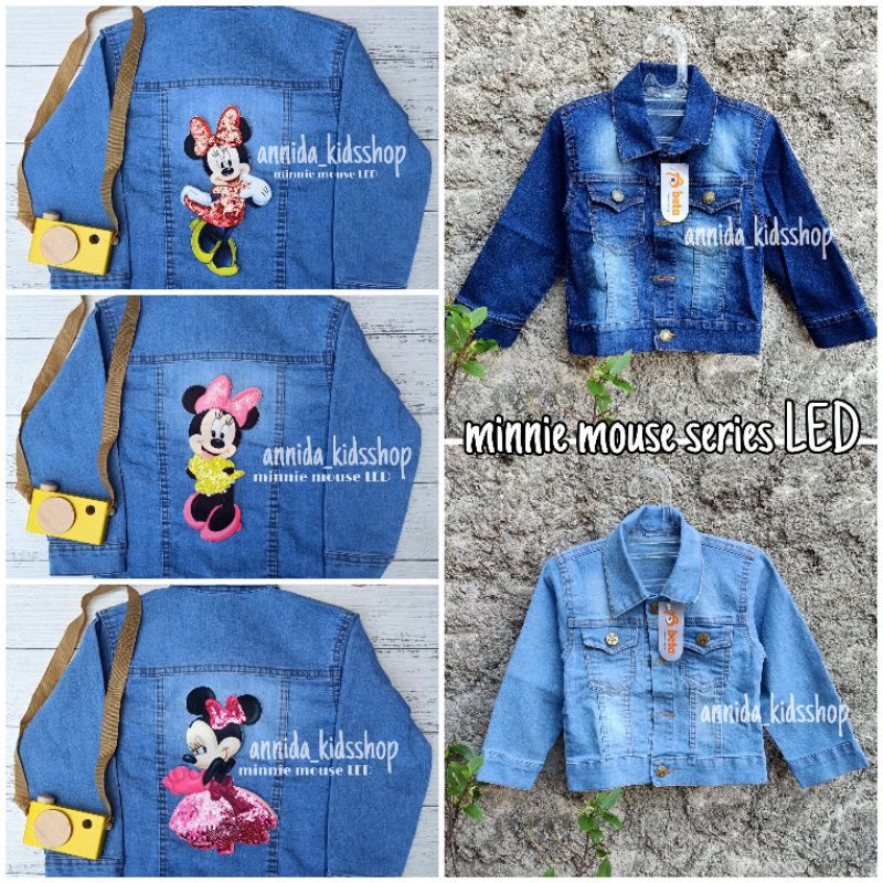 jaket jeans anak minnie mouse LED / Jaket jeans anak LED/ Jaket jeans anak