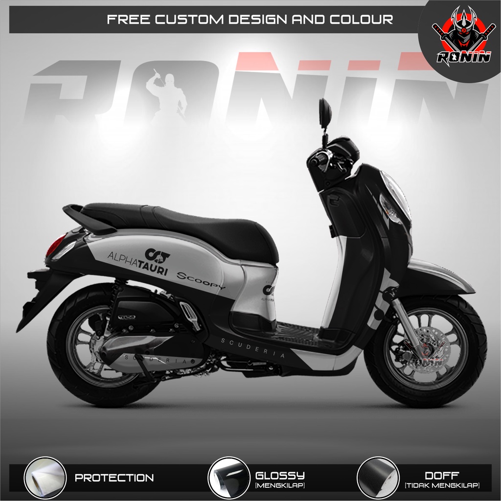 Sticker Decal All New Scoopy, Scoopy 2021 Full Body Full Blok Motif Alphatauri Black