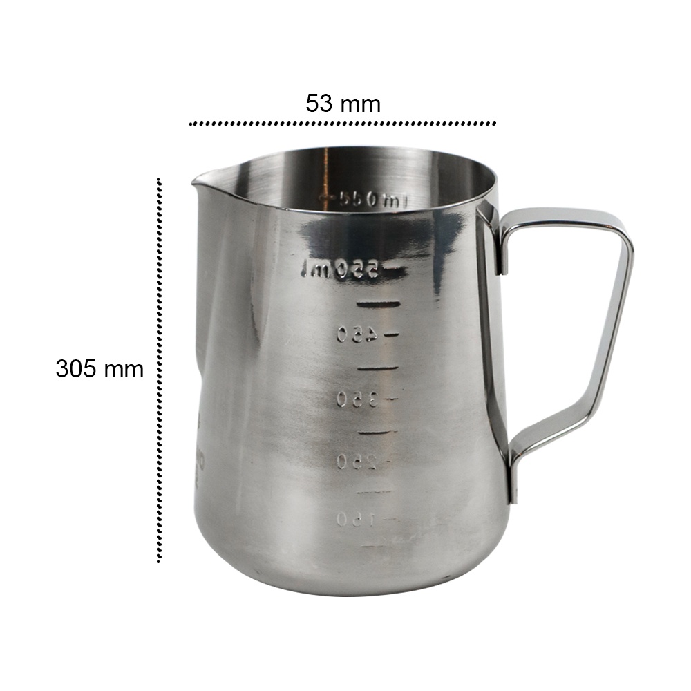 One Two Cups Gelas Milk Jug Kopi Espresso Latte Art Stainless Steel 600ml - ZM0078 - Silver