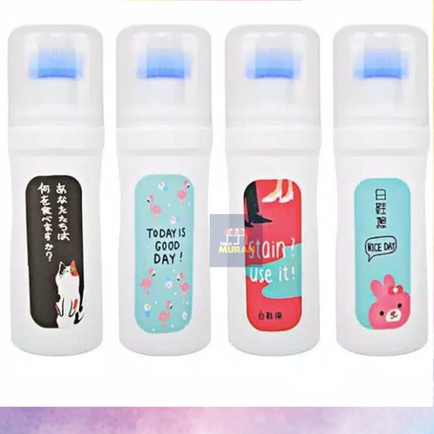 Semir Sepatu Cairan 100ml Sikat Semir Sepatu Putih White Shoes Shoe Cleaner Cairan Pembersih Sepatu 