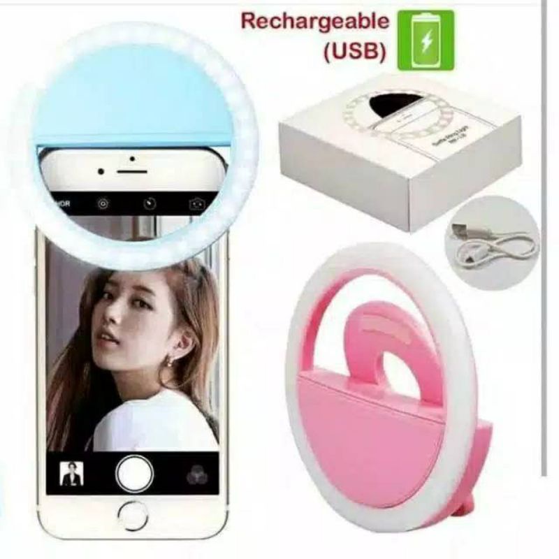 SELFIE RING LIGHT LED / LAMPU SELFIE BULAT KAMERA HP FLASH CHARM EYES