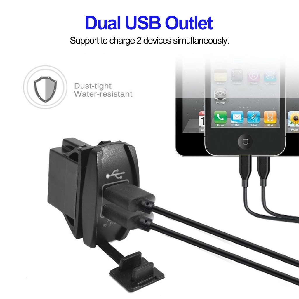 3.1A Dual USB Socket 12V 24V Charger Adapter Waterproof LED