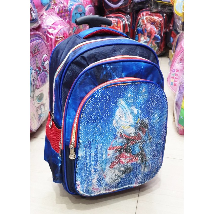 TERMURAH PROMO FREE RAIN COVER TAS TROLLEY DORONG SD Model Usap Berubah Gambar Karakter Anak Cowok