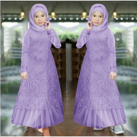 Baju Gamis Anak lilac Pesta Kondangan Terbaru 2022 Syari kids usia 4 5 6 tahun Model Kekinian Bahan 