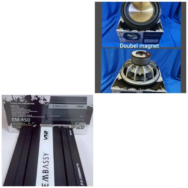 Paket subwoofer embassy dobel maghnet plus power embassy