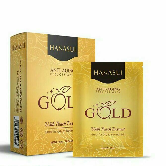 Hanasui GOLD Anti Aging Peel Off Mask Peach Extract Oily To Normal Skin Masker Emas