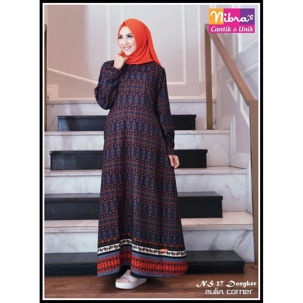 Gamis Wanita Nibras NS 27 Dongker Baju Wanita Terbaru Model Baju Gamis Modern
