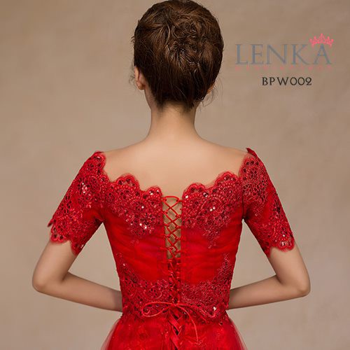 [TOKO TERPERCAYA] AKSESORIS BOLERO WEDDING PENGANTIN WANITA RENDA MERAH BPW002