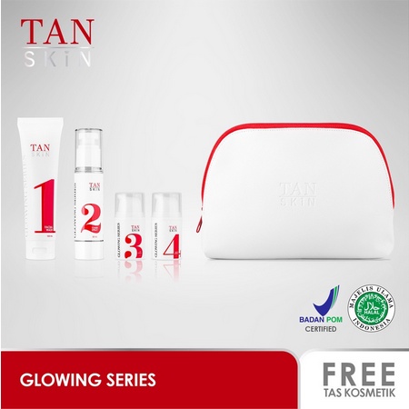 [ GROSIR ] Paket TAN SKIN Glowing Series (FREE Tas Kosmetik) Skincare krim wajah / Paket TAN SKIN Glowing Series + Serum Pemutih Wajah