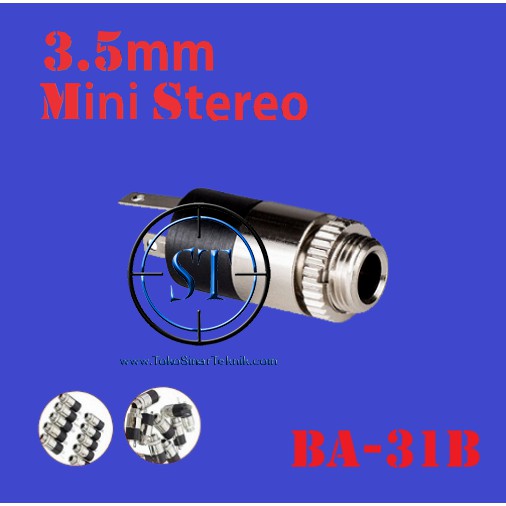 BA-31B Socket Jack Mini Stereo 3.5mm Bulat Panjang 3 pin MultiFungsi Audio Headphone Soket Jack Mount Connector