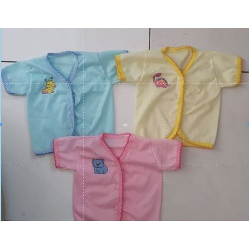 12pc baju lengan pendek bayi bordir polos / sablon