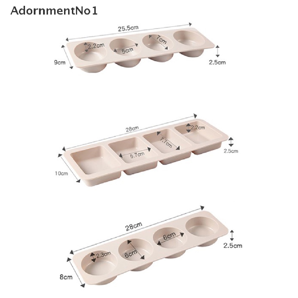 (AdornmentNo1) Cetakan Sabun Handmade Diy 4 Lubang 3 Bentuk Bahan Silikon