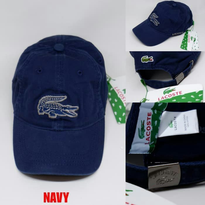 Topi Baseball Lacoste Big Crocodile 4 Warna Import Unisex - Putih