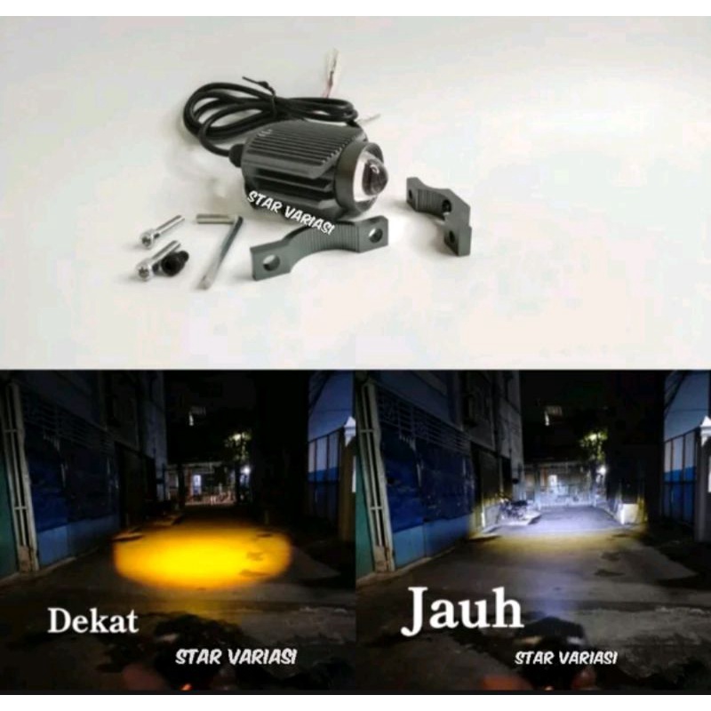 Lampu tembak laser LED D2 mini 2 warna putih kuning waterproof