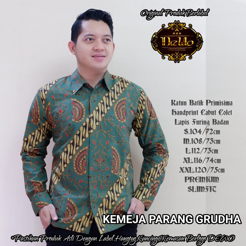 PARANG GRUDHA Kemeja Batik Pria Lengan Panjang Katun Halus FULL FURING Batik Dewo